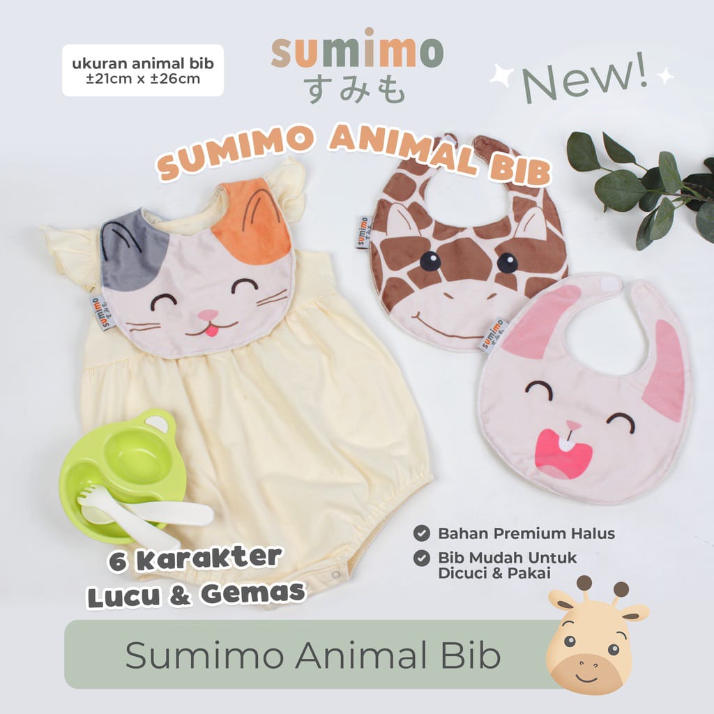 Babygiggles - Sumimo Animal Bibs / Celemek Makan Baby