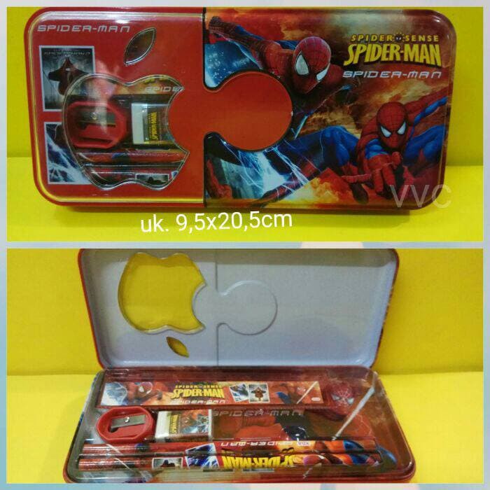 

Kotak pensil spiderman / tempat pensil kaleng / set alat tulis