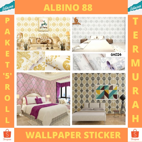 TERMURAH PAKET 5 ROLL Wallpaper Sticker Dinding Motif Batik/ Walpaper Stiker Ruang Tamu/ Kamar Tidur Anak BEST SELLER