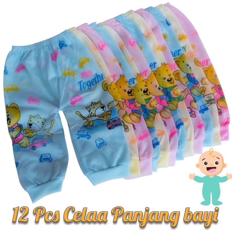 12 pcs celana panjang bayi lusinan celana tutup kaki