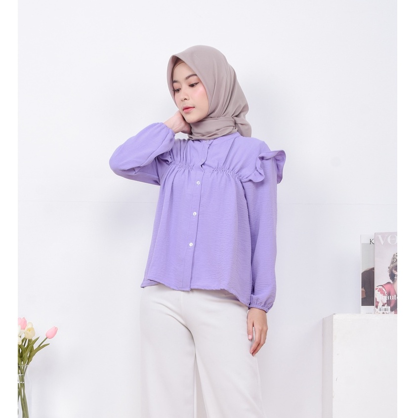 Risa Blouse - Blus Kemeja Rayon Crinkle