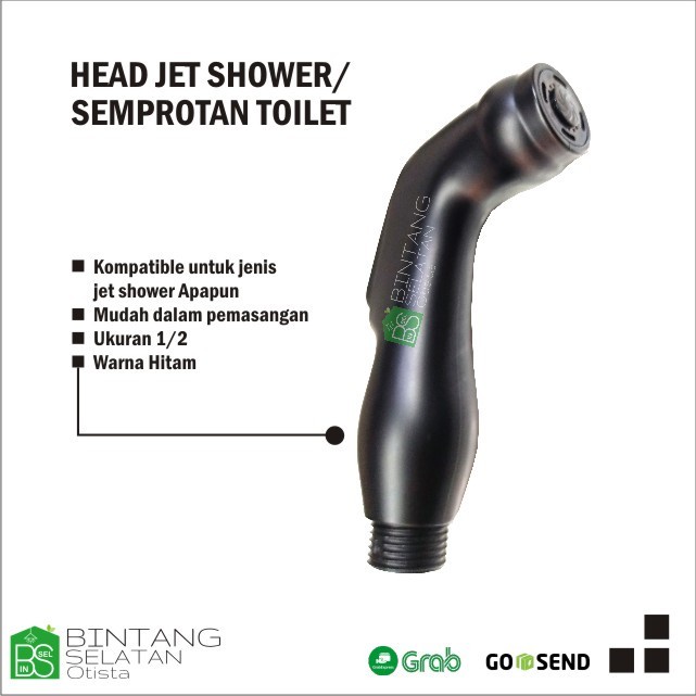 HEAD SHOWER KEPALA JET SHOWER SEMPROTAN TOILET HITAM MURAH EKONOMIS