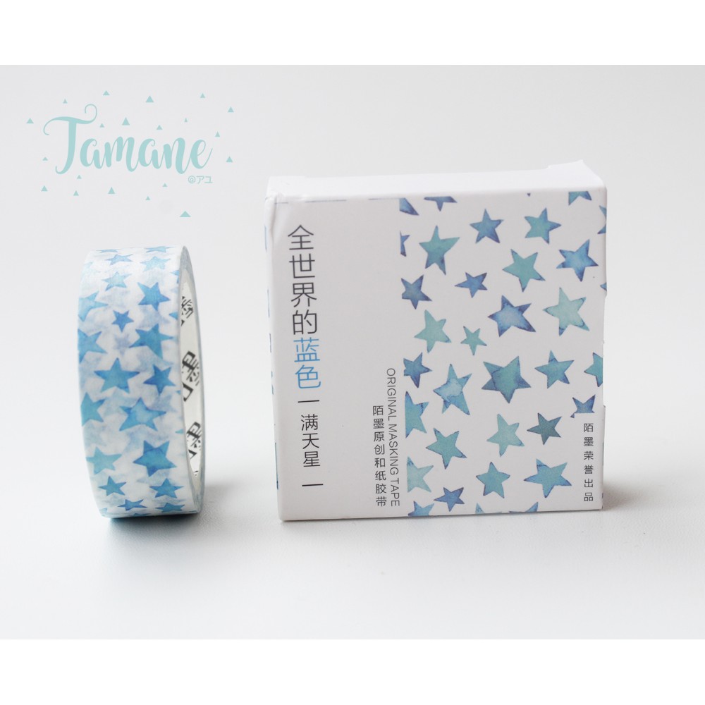 

[DEFECT SALE] mo-card washi tape blue biru bintang star masking tape