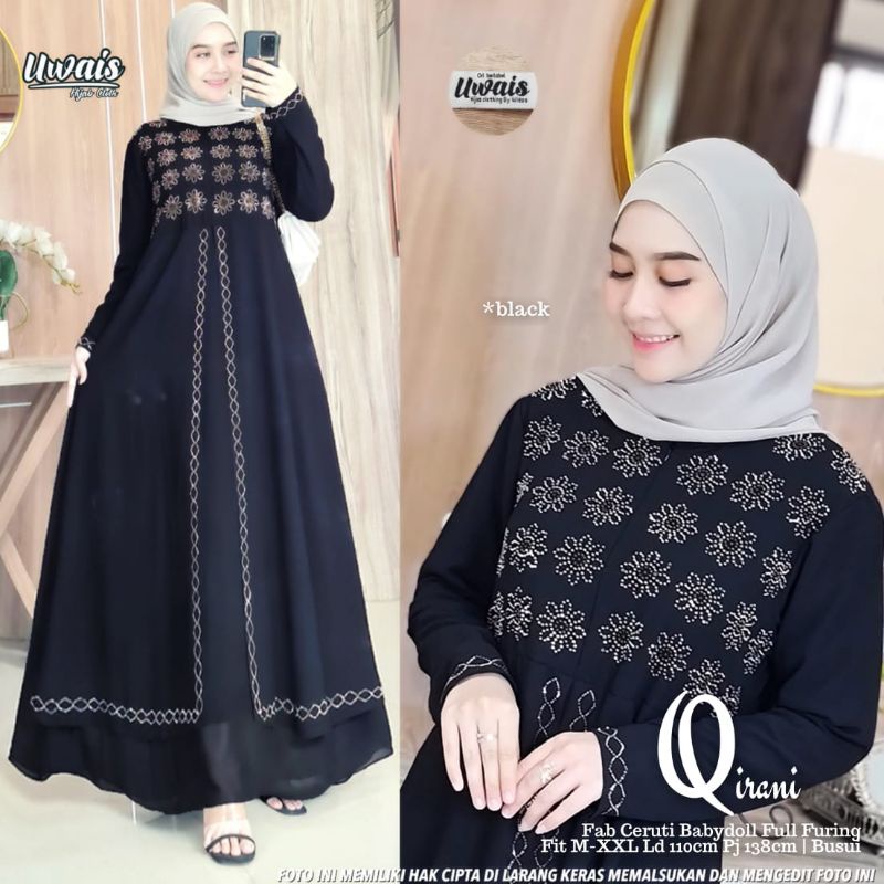 Qirani gamis terbaru original uwais redy stok