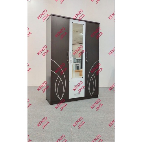 Lemari 3 pintu Partikel Brown Flower