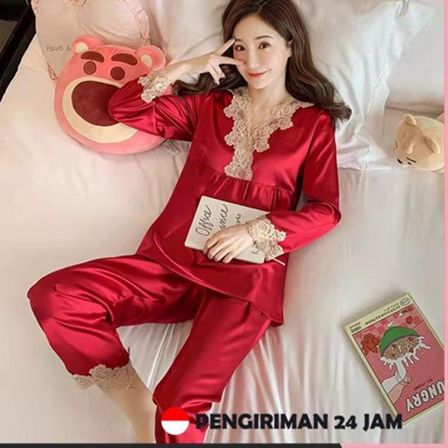 Top Produk.. daster kekinian/baju tidur wanita satin premium/baju tidur wanita dewasa/daster lengan 