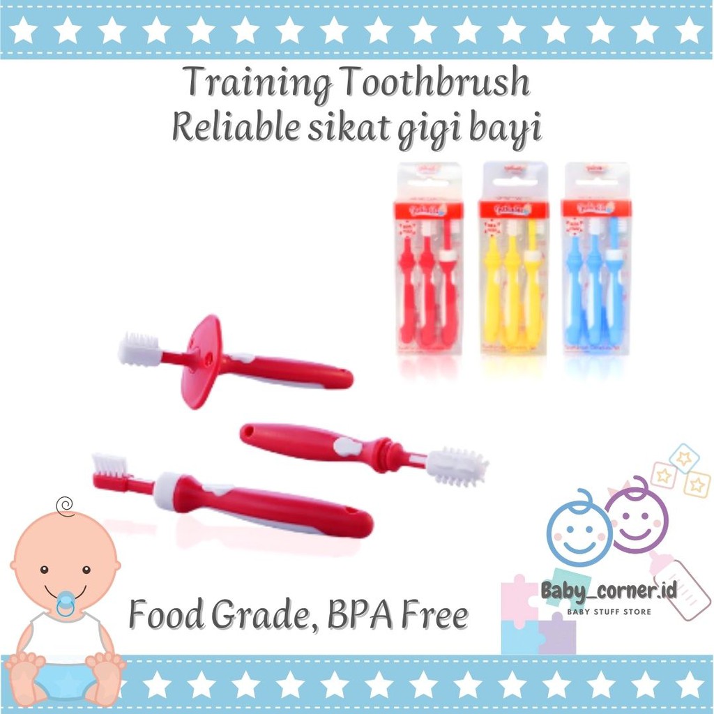 sikat gigi bayi complete set 2 in 1| set 3 in 1 | baby  training toothbrush set step 3 | reliable | Baby Safe gum massage tooth brush