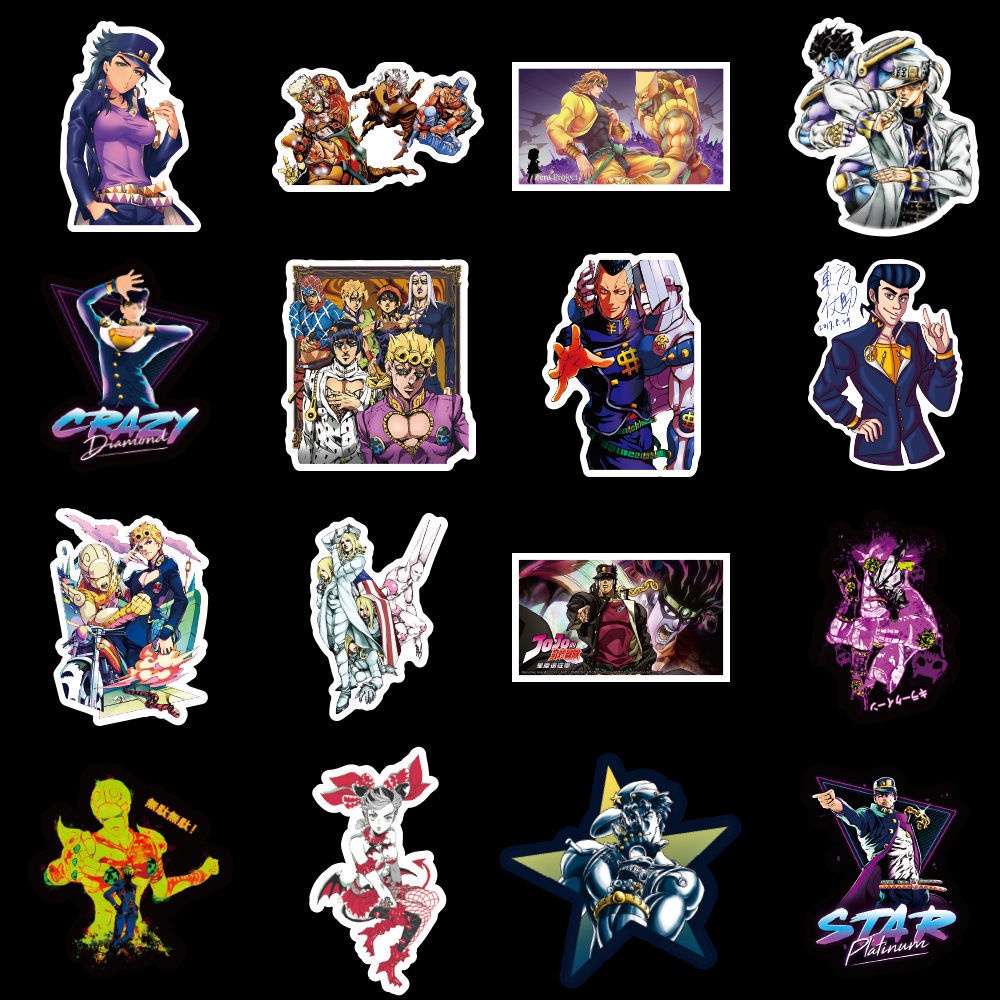 100 buah JOJO anime bagasi stiker kartun tampan laptop diy gitar besar stiker koper stiker cangkir a