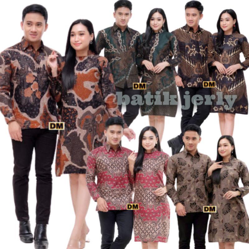 Couple Batik Tunik Modern Seragam Kerja Kantor Lengan panjang Terbaru