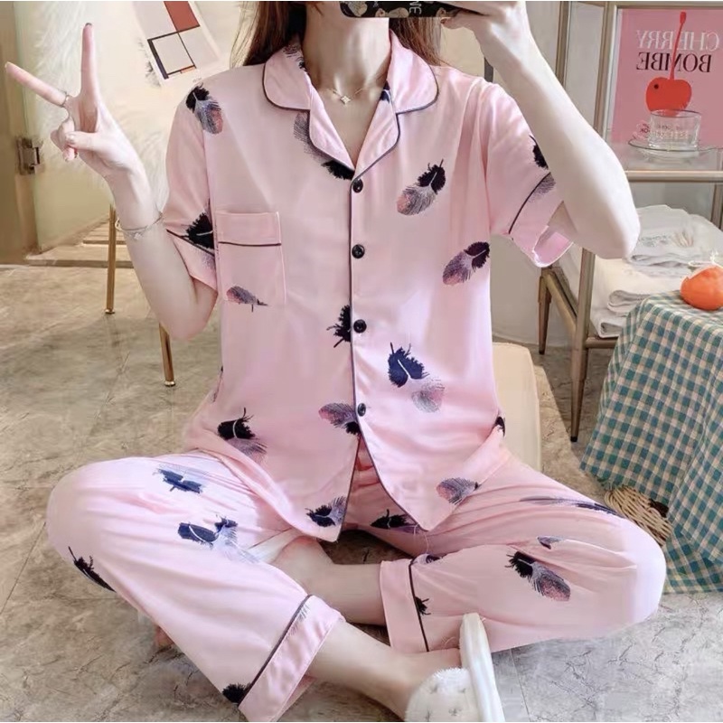 JC- PIYAMA SET Import CP / Piyama wanita Import terbaru / Piyama Import Korean Style-Bulu Salem CP
