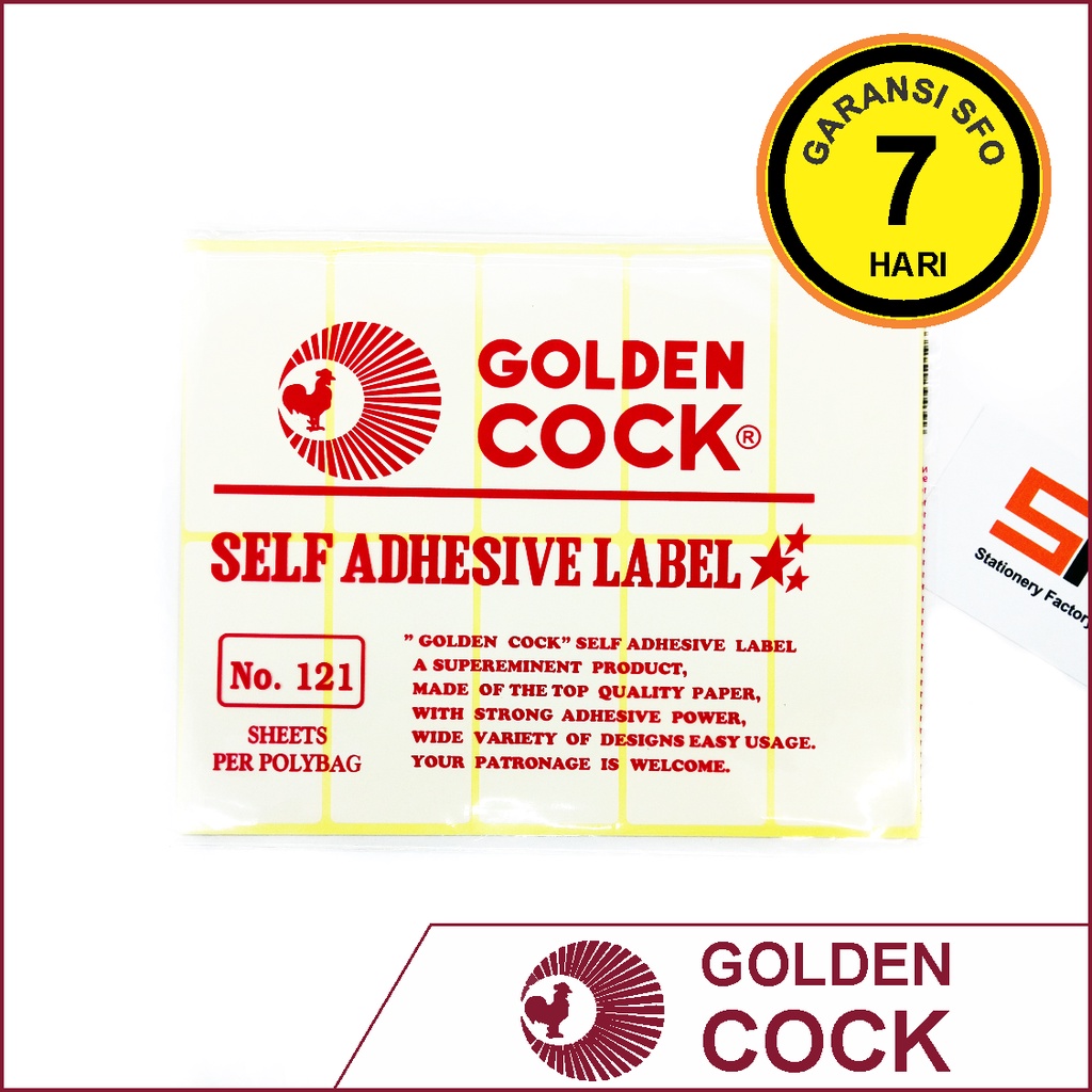 

Label Sticker Golden Cock 121 - 38 x 76 mm - SFO Semarang Official