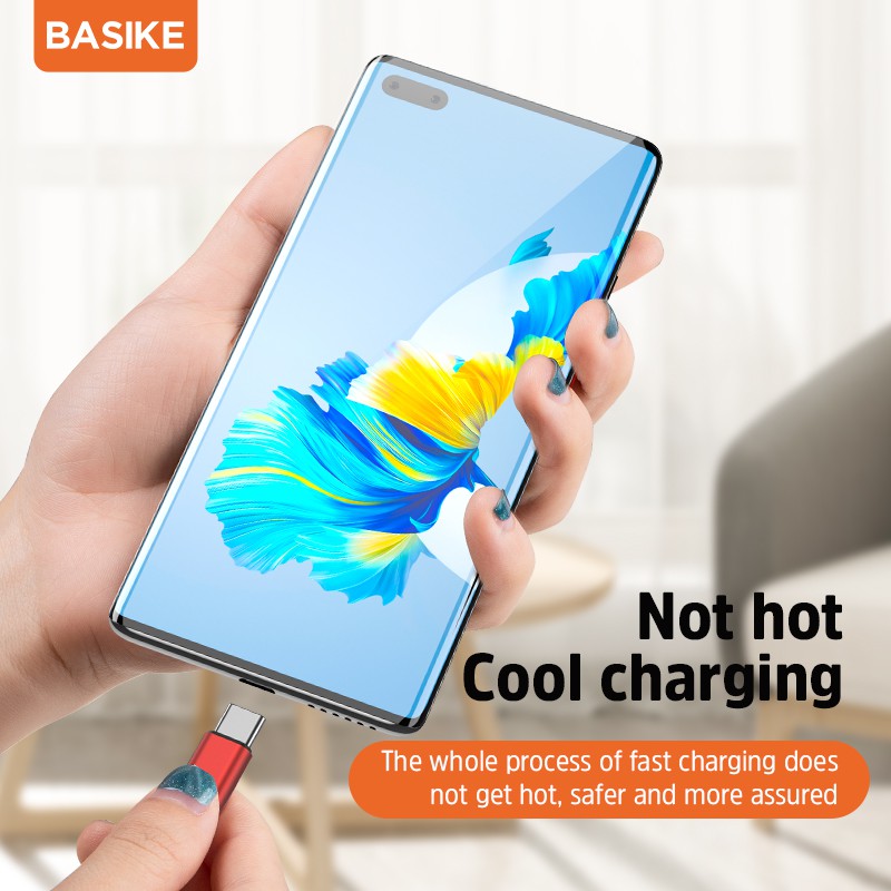 Kabel Data Type C Fast Charging BASIKE Cable Android Tangle-free Charger Xiaomi Oppo Samsung Vivo