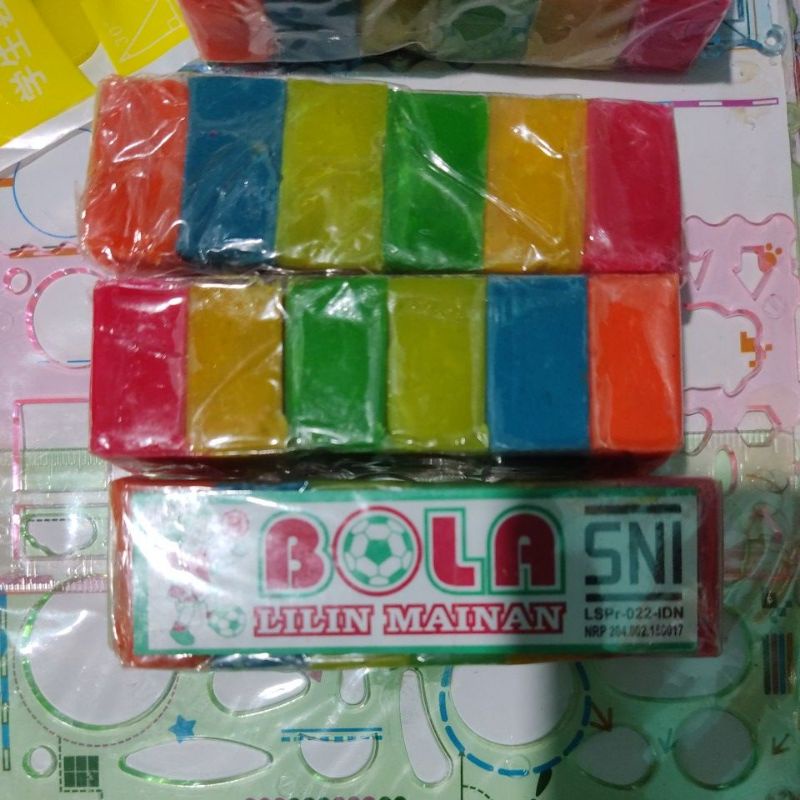 Mainan anak edukasi 6 Warna lilin plastisin malem education maenan malam Jadul SNI pasang balok plastik susun murah