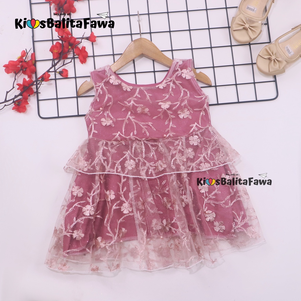 Dress Inara uk 1-2 Tahun / Dres Brukat Anak Perempuan Kondangan Baju Kensi Premium Gaun Pesta