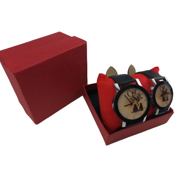 1 Pasang ROMANTIC KHAKI Jam Tangan Couple Korean Style Fashion Watch Cowo Cewe Kulit Pasangan