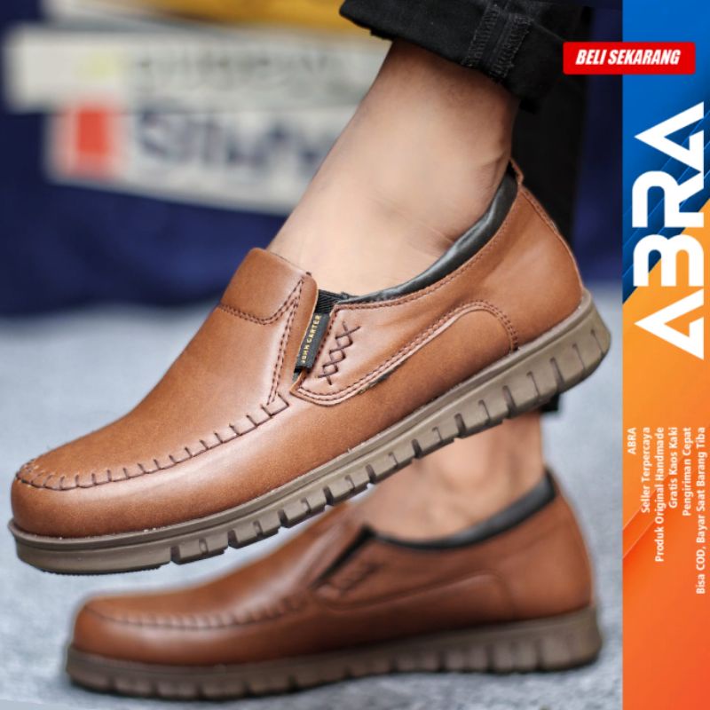 Sepatu Slip On Pria Casual Formal Kulit Pu Kerja Kantor BLENO ABRA