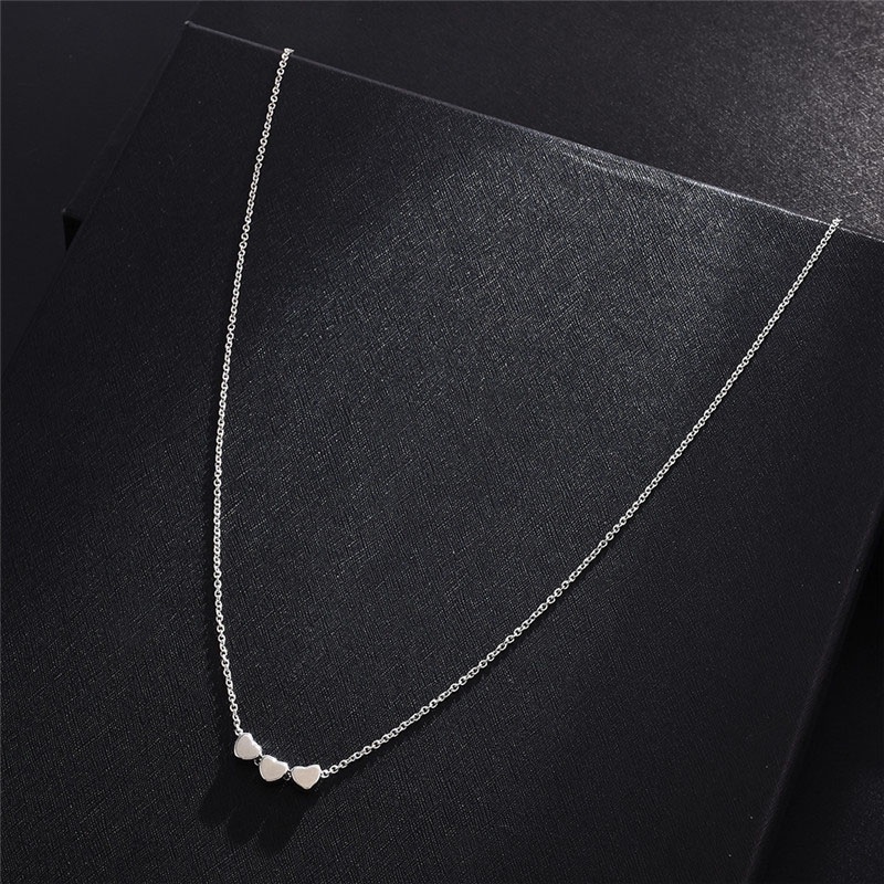 Kalung Rantai Liontin Hati Warna Rose Gold Gaya Korea Simple untuk Wanita- olo