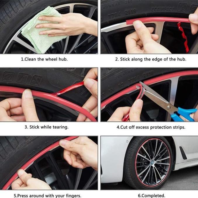 Cuci Gudang Sticker List Karet Variasi Pelindung Velg Ban Mobil Universal - Putih - Putih