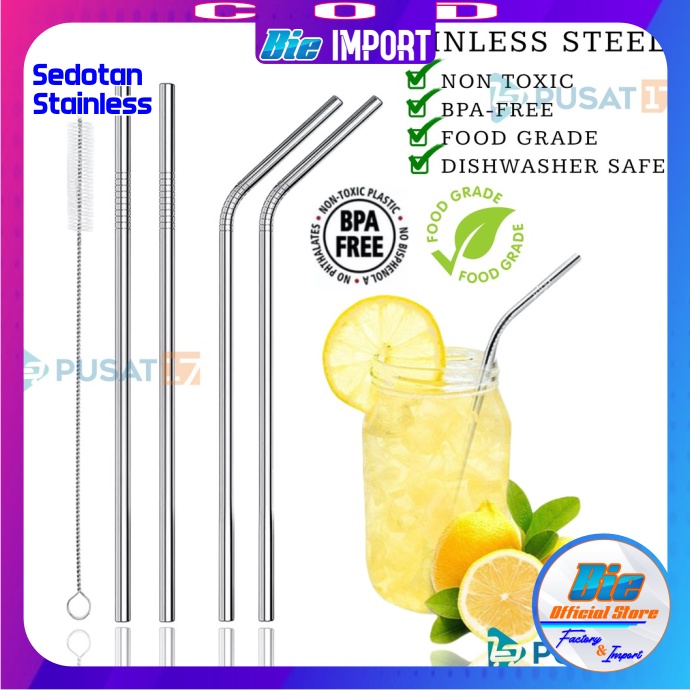 Sedotan Stainless Steel Premium Impor Best Seller