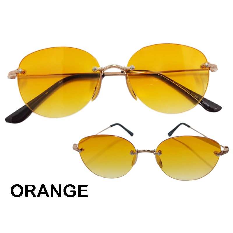 Kacamata korea / Kacamata wanita bergaya tanpa bingkai Gagang Gold Premium / Kacamata hitam / Sunglasses Kacamata Fashion Wanita Pria Model Frame Rimless Kacamata Import Premium Kacamata Gaya