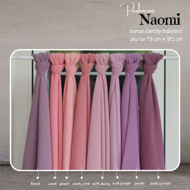 TERLARIS !! TERMURAH !! HIJAB PASHMINA/JILBAB PASHMINA NAOMI CERUTY PREMIUM - BAHAN CERUTY BABYDOLL