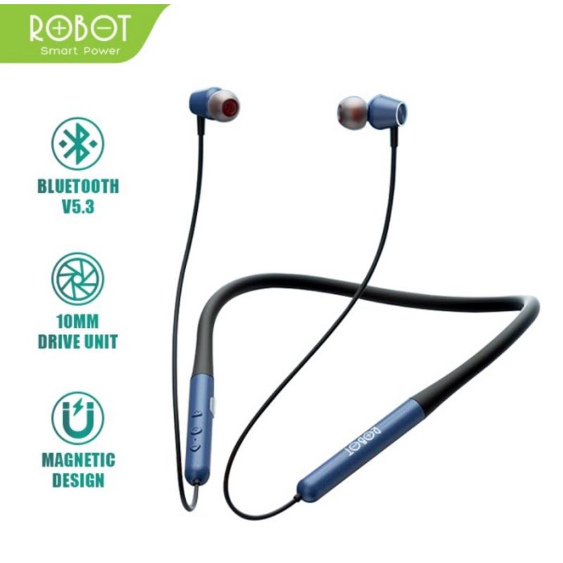 ROBOT N20 Bluetooth Neckband Earphone Magnetic Earbuds Garansi 1 Tahun