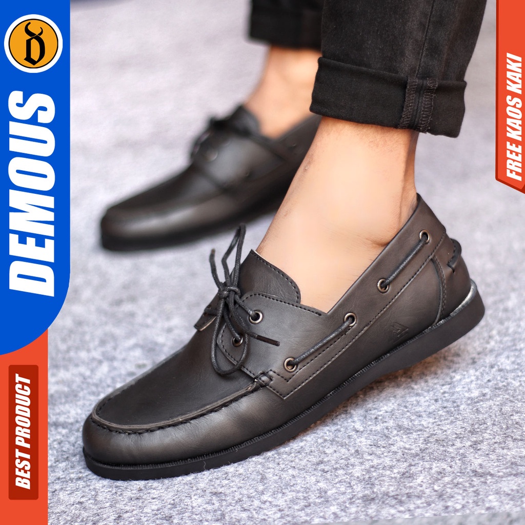 Sepatu Formal Pria Sepatu Casual Pria Kulit Pu Tali Sepatu Pantofel Kerja Kantor Kuliah Kondangan Sepatu Hitam Pria DEMOUS VALIANZ