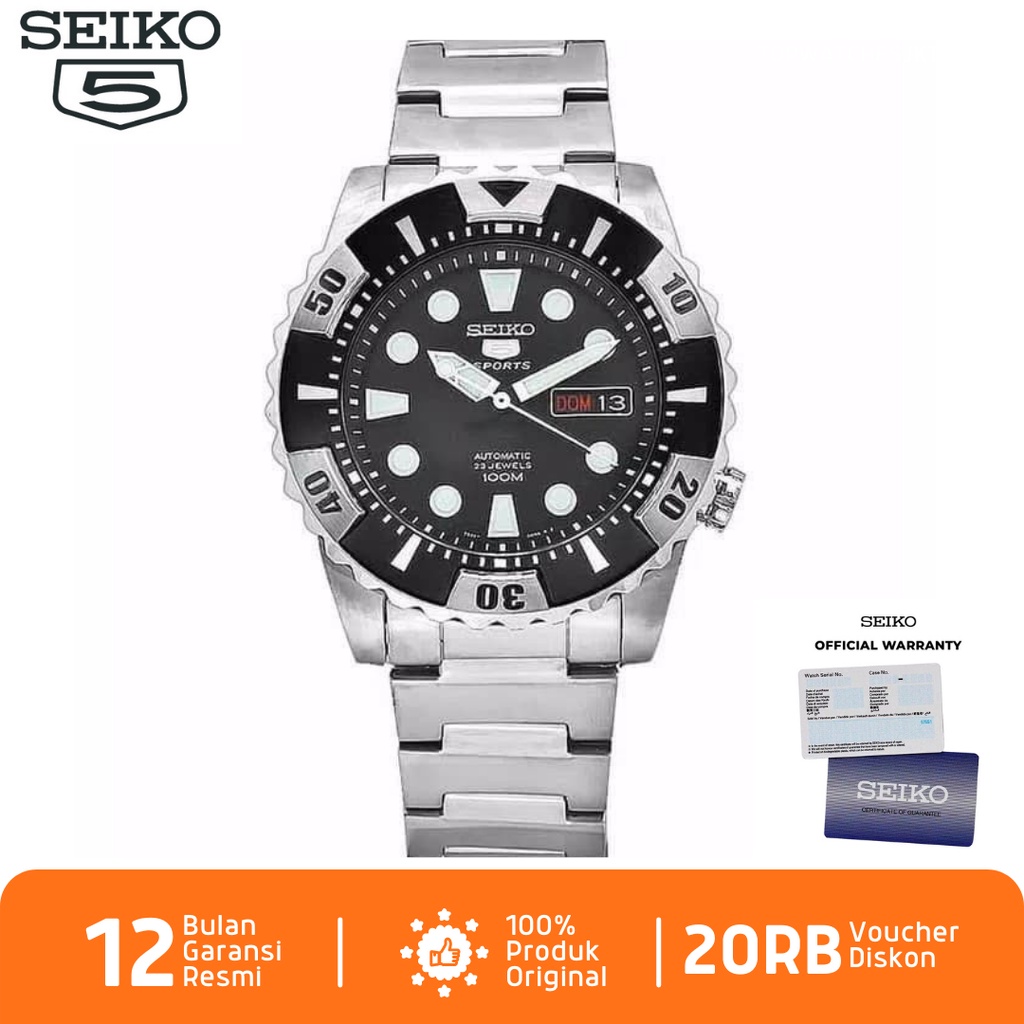 Seiko Pria SNZJ13 Jam Tangan Pria Seiko 5 Automatic SNZJ13K1 Stainless Steel Strap