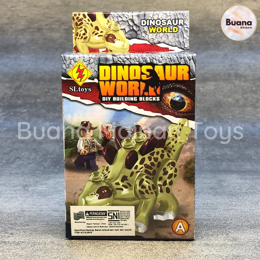 BRICKS SLTOYS DINOSAUR WORLD MAINAN EDUKASI ANAK COWO CEWE MINI BRICK FIGURE DINO DINOSAURUS JURASSIC