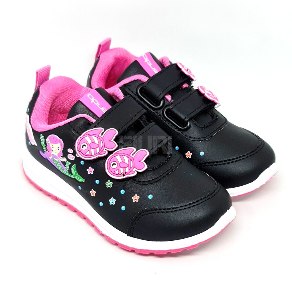 FIURI - ANDO ORIGINAL -  LILY MERMAID PEREKAT 29-32 HITAM PINK - SEPATU SNEAKERS KANVAS SOL KARET ANAK KECIL PEREMPUAN  - SEPATU PUTRI DUYUNG KETS LUCU FASHION TRENDY - SEPATU SEKOLAH PAUD TK KRETEKAN PEREKAT CEWEK MURAH PROMO DISKON BONUS KAOS KAKI