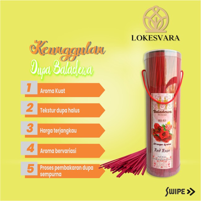 Dupa Hio Wangi Harum Baladewa 39 cm Red Rose Merah + Tabung PVC