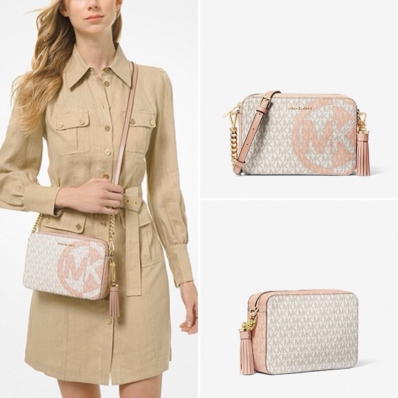 MICHAEL KORS MK  Ginny Medium Two-Tone Logo Crossbody Bag Ballet multi