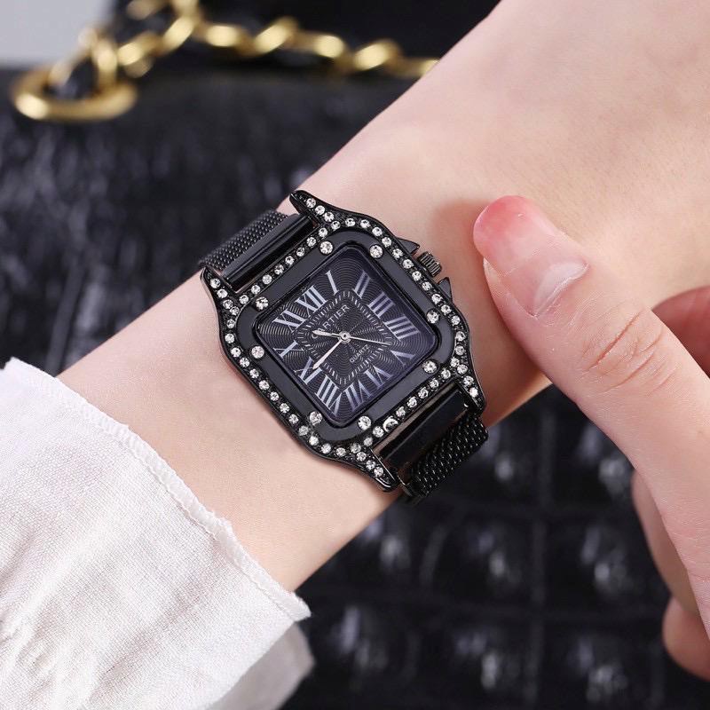 (SS) JAM TANGAN WANITA SEGI DIAMOND ANALOG CASUAL RANTAI MAGNETIK MURAH CT-175