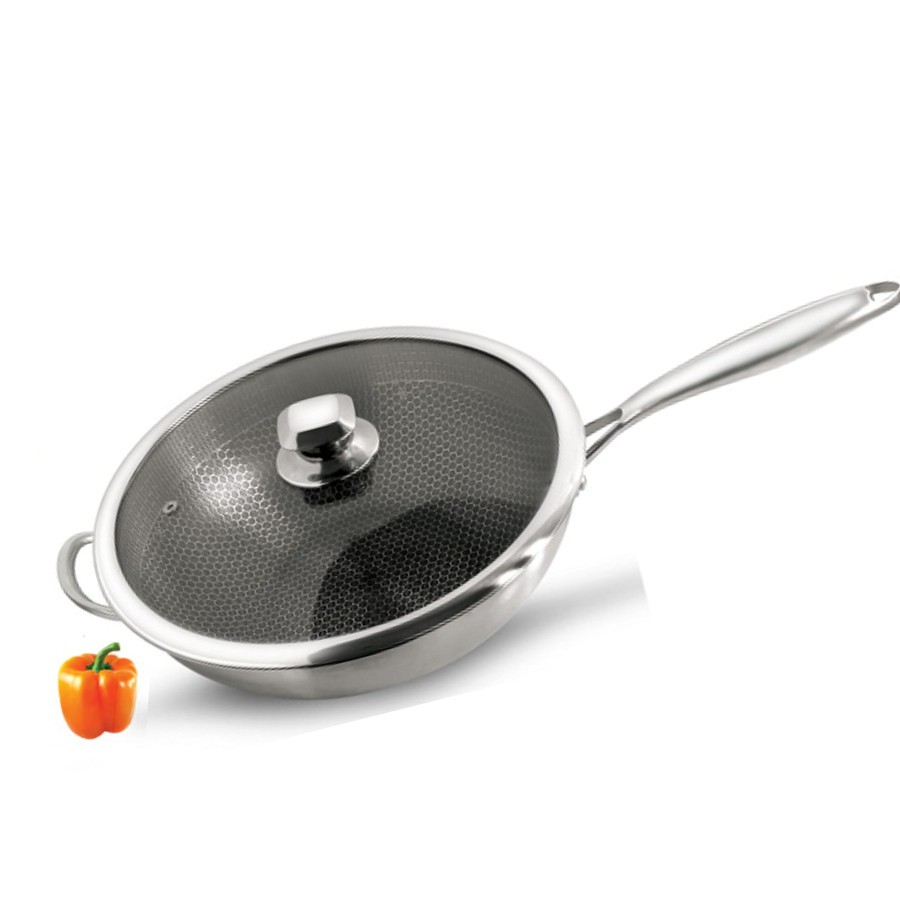 Panci penggorengan serbaguna Frypan Honeycomb Coating stainless 32cm 3288