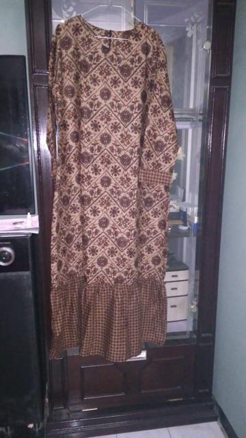 Gamis Rempel Genes #2 Kombinasi Batik Sogan Premium Muslim Modern