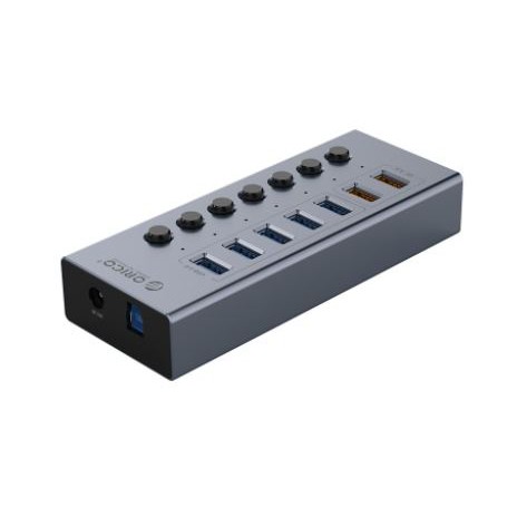 Usb 3.0 hub orico 7 port aluminum on off switch qc3.0 5Gbps adapter bt2u3-7aq - Terminal usb3.0 7 slot saklar adaptor