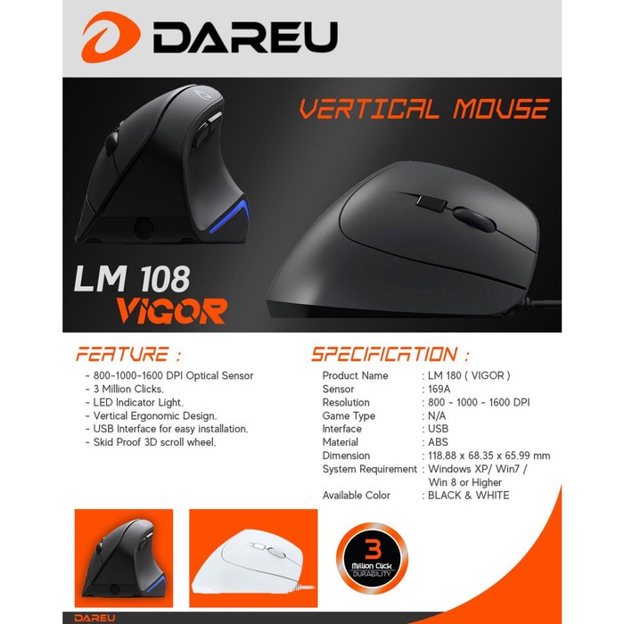 Dareu LM 108 Vigor / Dareu LM-108 / Dareu LM108 Design Vertical Ergono