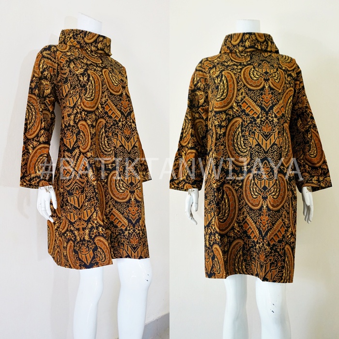 DRESS BATIK MOTIF SEMEN ROMO BAHAN KATUN SOGAN JOGJA TUNIK BATIK WANITA DRESS BATIK KANTORAN