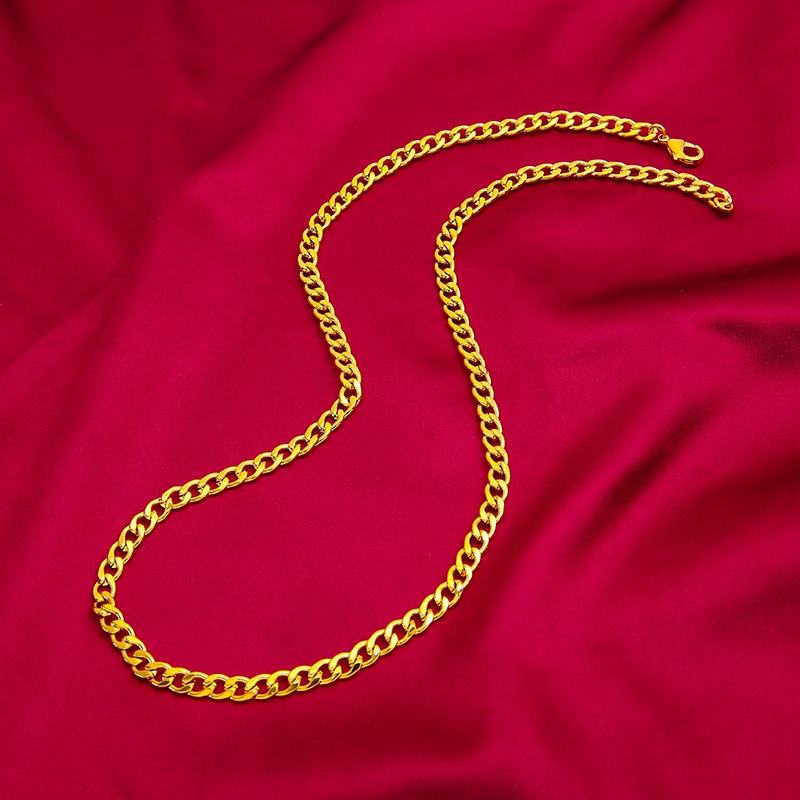 Set Perhiasan Gelang Kalung Cincin 24K Gaya Bangkok Untuk Pria