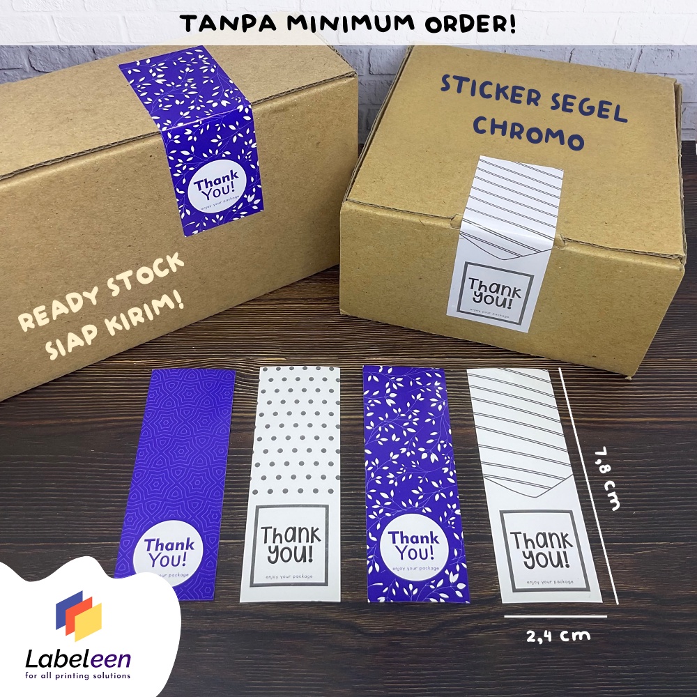 

STICKER LABEL SEGEL DUS THANK YOU PERSEGI PANJANG MURAH - BAHAN CHROMO (7,8 x 2,4 cm) - NO MIN ORDER
