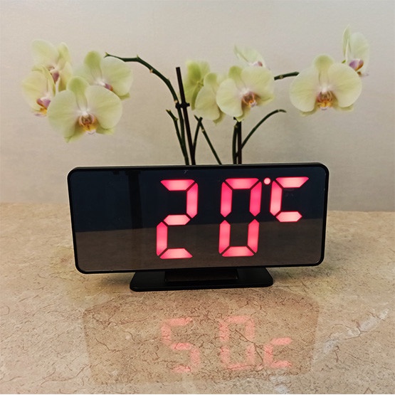 Jam Meja Digital Led Weker Alarm Clock Mirror VST-888 Merah