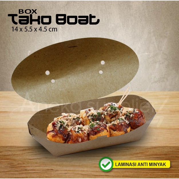 

Kotak Box Dus Tako Boat | KRAFT COKLAT (50 PCS)