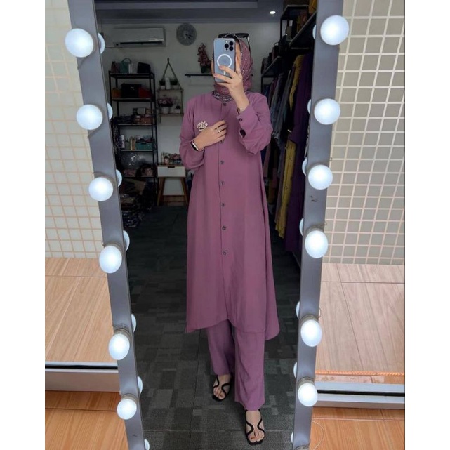 NEW SET LONG TUNIK CRINCEL VIRAL ONE SET TUNIK POLOS KEKINIAN