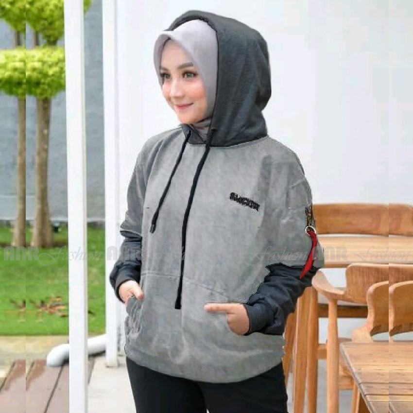 Sweater Hoodie Blacktipe Wanita Sweater Fleece Hoodie Reglan Cewek