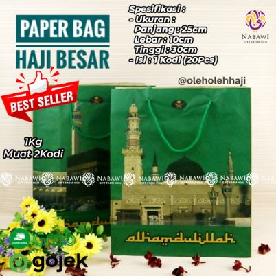 

“Gratis Ongkir” Paper Bag Haji / Tas Kertas / totebag / Souvenir Haji Kecil 20pcs / Oleh-oleh Haji Umroh,,