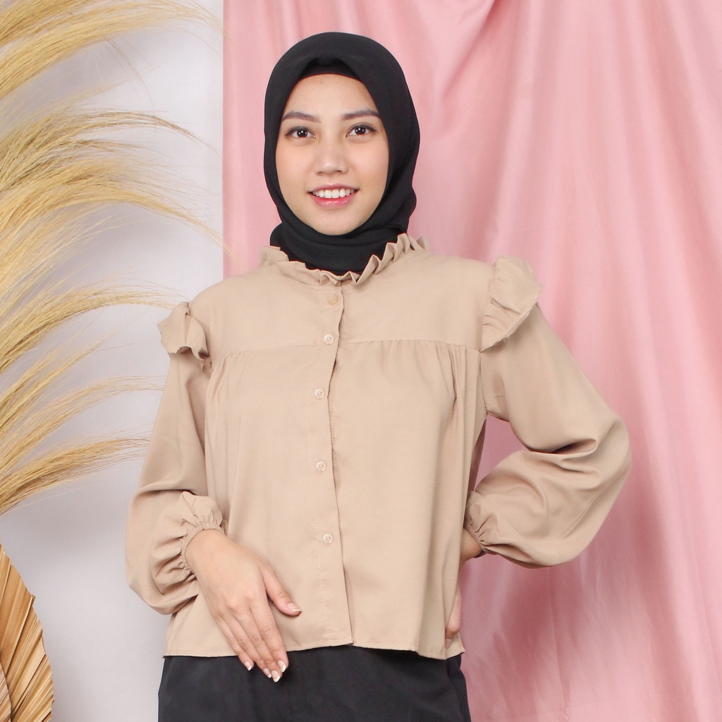 BEFAST - ZRX OOTD Wanita Blouse ITSUMI / Puffy Blouse / Blouse Wanita Lengan Puffy / Atasan Wanita lengan Panjang / Blouse Polos Casual / Blouse Formal / Fashion Wanita Modis / Termurah