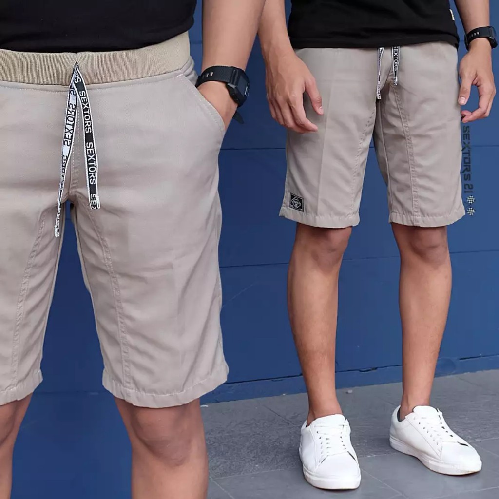  Celana  jogger  pendek  chino pinggang rib Shopee  Indonesia