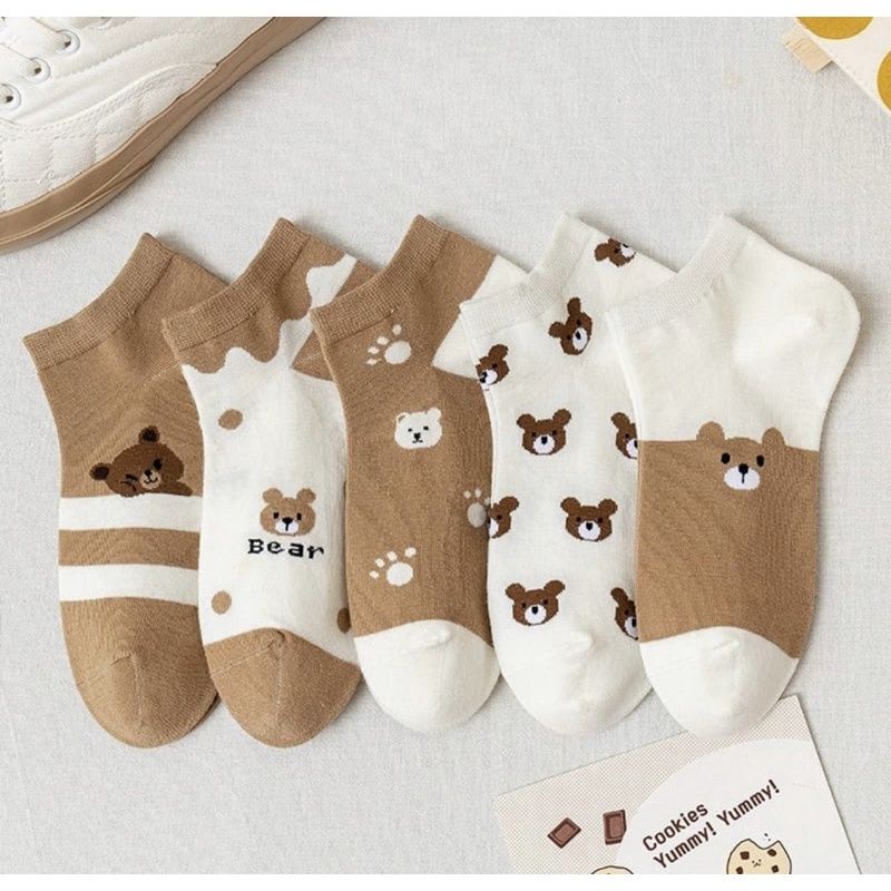 [COD] Kaos Kaki Pendek Import Semata Kaki Motif Beruang  Coklat Kaos Kaki Wanita Pendek Semata Kaki Kaos Kaki Fashion Import