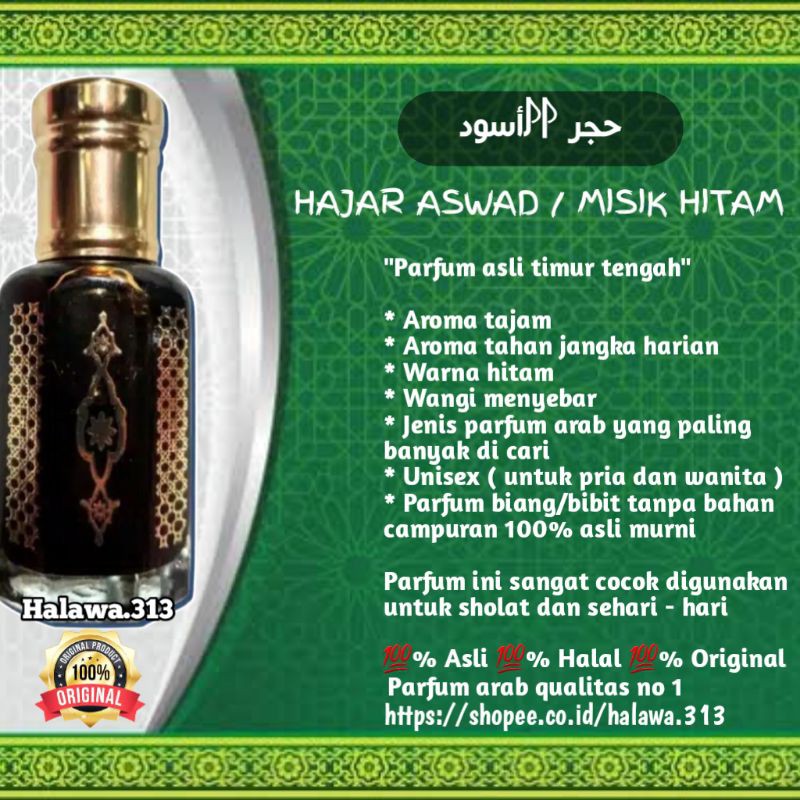 MISIK HITAM / HAJAR ASWAD MINYAK WANGI ARAB 100% BIANG BIBIT MURNI