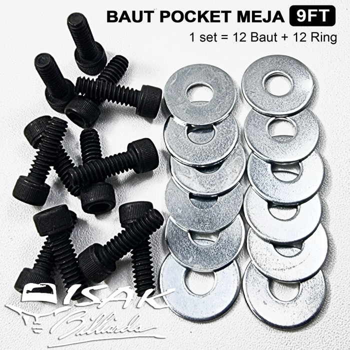(COD) Baut Pocket Meja 9-ft - Set 6 pc Billiard Poket Bolt Table Biliar 9FT